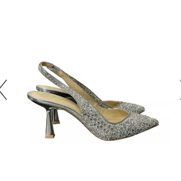 Elegant Silver Slingback Heels - Picture 2 of 6